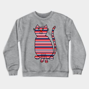 Cat Red and Blue Stripes Crewneck Sweatshirt